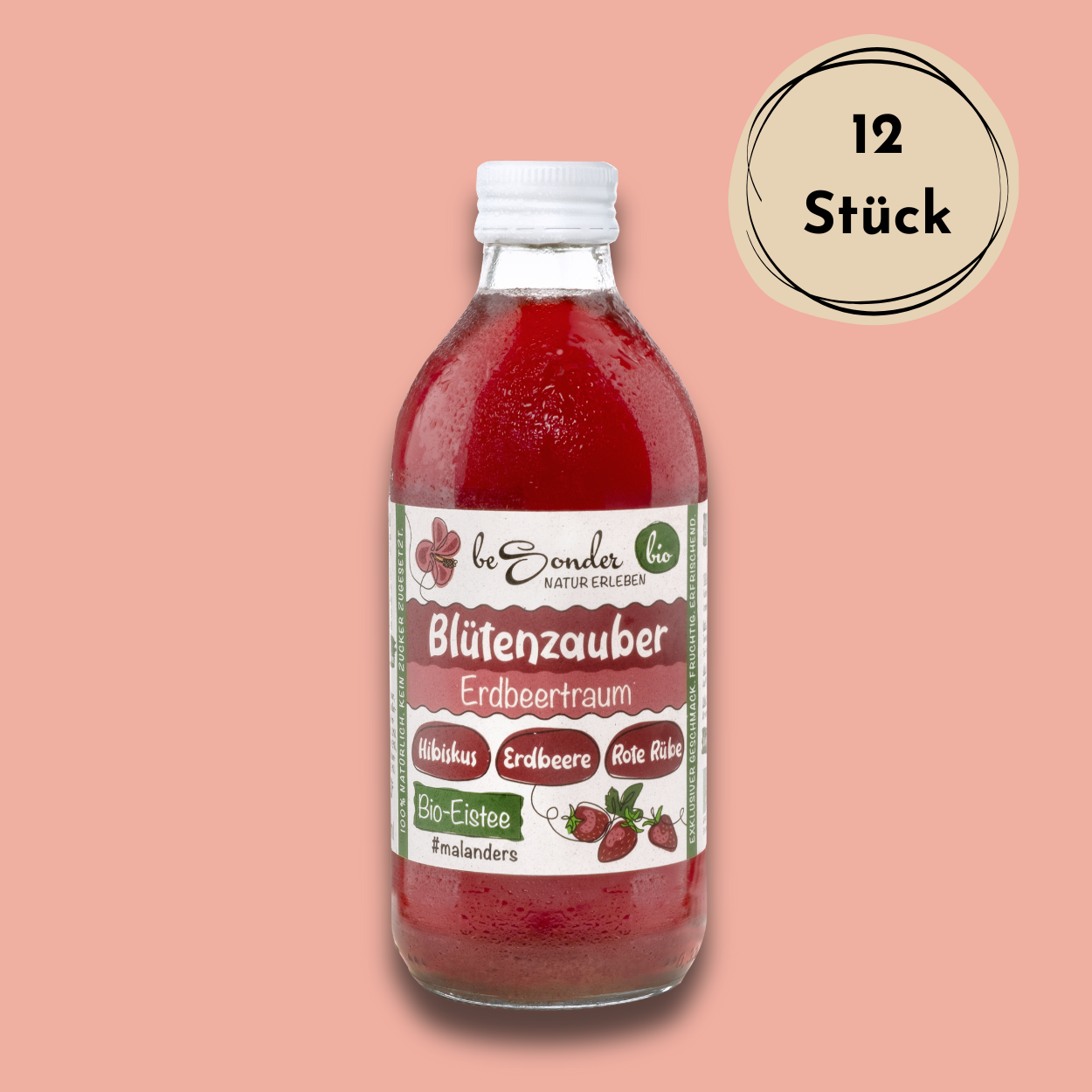 beSonder, blütenzauber, erdbeertraum, erdbeere, blüten, hibiskus, tee, rote rübe, eistee, bio-eistee