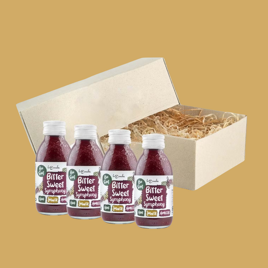 ingwershot, shot, bitter sweet symphony, ingwer, himbeere, hanfsamen, geschenkbox