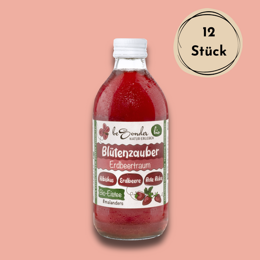 beSonder, blütenzauber, erdbeertraum, erdbeere, blüten, hibiskus, tee, rote rübe, eistee, bio-eistee