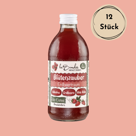 beSonder, blütenzauber, erdbeertraum, erdbeere, blüten, hibiskus, tee, rote rübe, eistee, bio-eistee